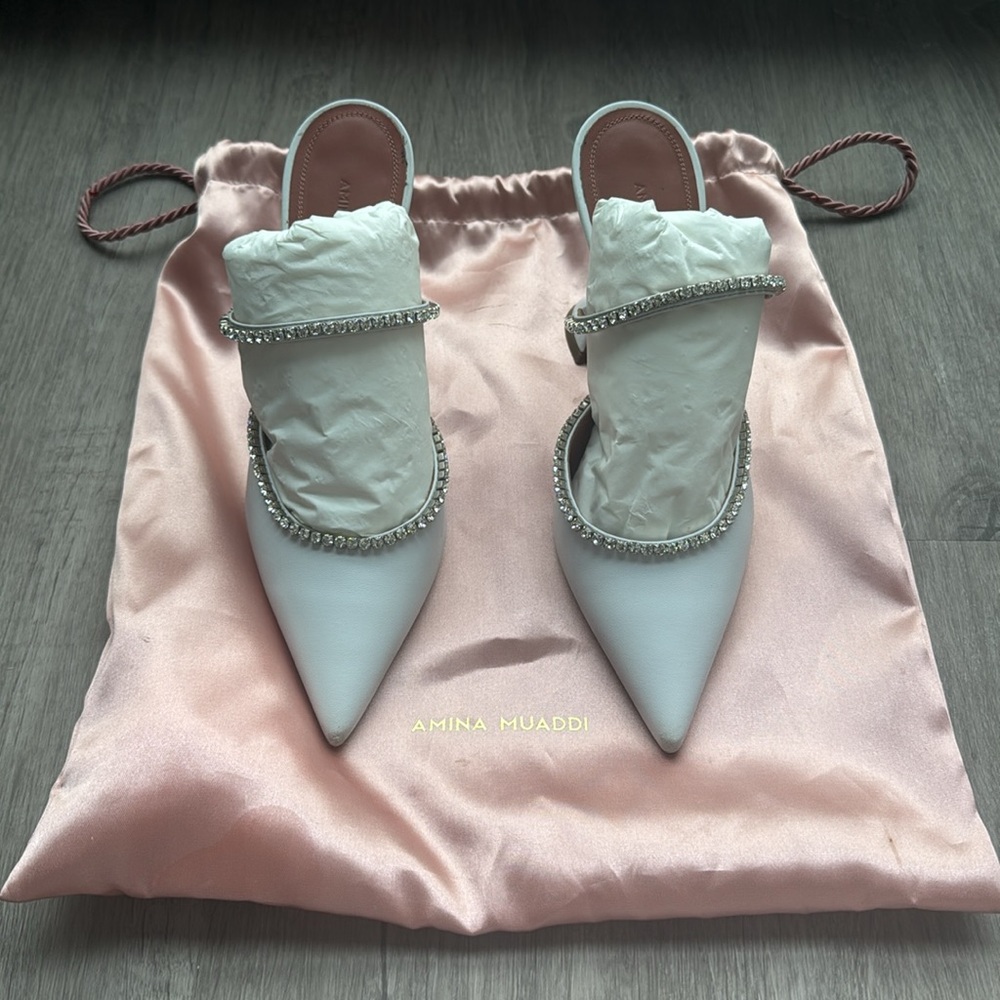 Amina Muaddi Gilda embellished leather mules - Picture 3 of 7